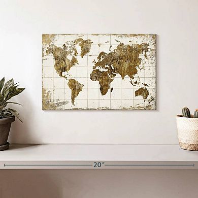 Grunge Vintage World Map Wall Art