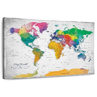 My World Map With Push Pin III Wall Art