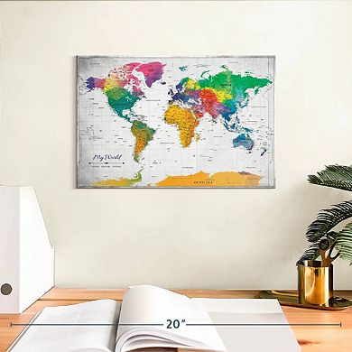 My World Map With Push Pin III Wall Art