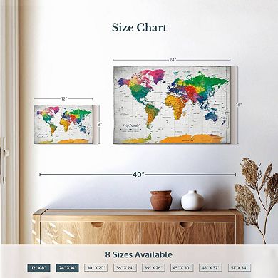 My World Map With Push Pin III Wall Art