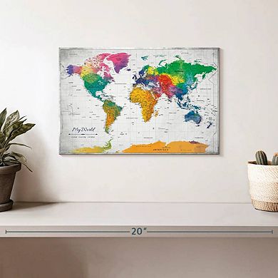 My World Map With Push Pin III Wall Art