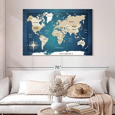 Cobalt World Map Wall Art