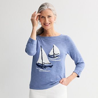 Petite Croft & Barrow® Motif Pullover Sweater