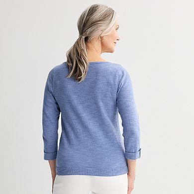 Petite Croft & Barrow® Motif Pullover Sweater