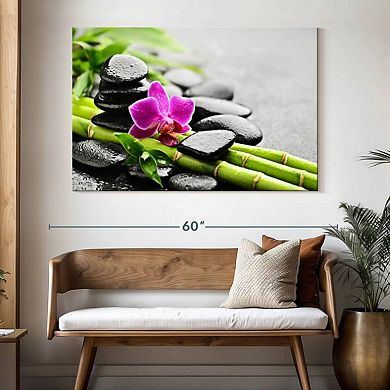 Basalt Stones And Orchid Wall Art