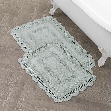 Laura Ashley 2-pc. XL Crochet Cotton Bath Rug Set