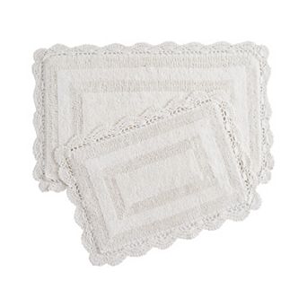 Laura Ashley 2 pc XL Crochet Cotton Bath Rug Set