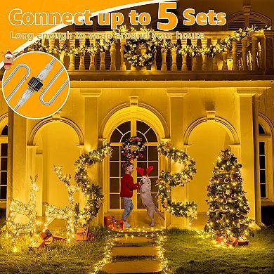 Ollny 120 LED 40ft Warm White Connectable String Lights (Clear Cable, Plug in, 8 Modes)