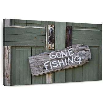 Rustic Gone Fishing Sign Wall Art
