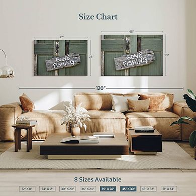 Rustic Gone Fishing Sign Wall Art