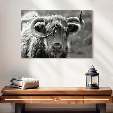 Monochrome Highland Cow Wall Art