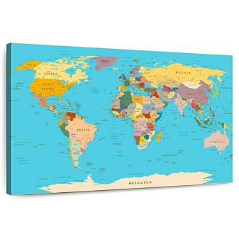 Detailed World Map Wall Art