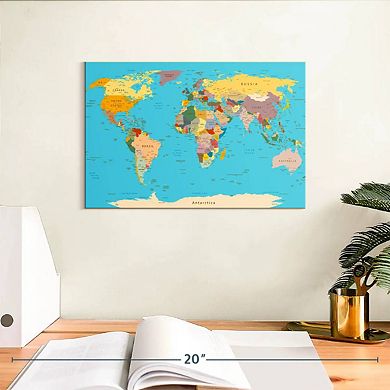 Detailed World Map Wall Art