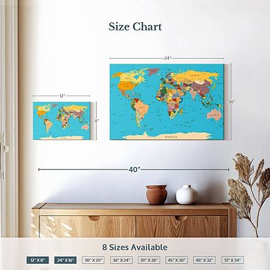 Detailed World Map Wall Art