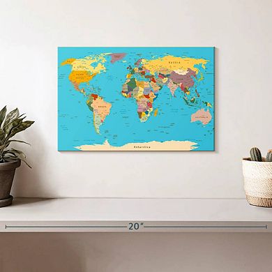 Detailed World Map Wall Art
