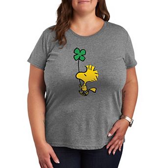 Plus Size Peanuts Woodstock Glitter Clover Graphic Tee