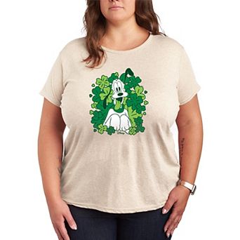 Plus Size Disney's Pluto Shamrocks Graphic Tee