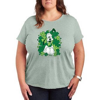 Plus Size Disney's Pluto Shamrocks Graphic Tee