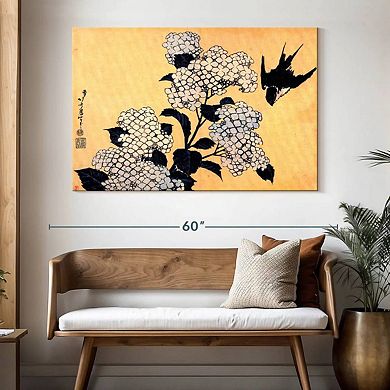 Hydrangea And Swallow Wall Art