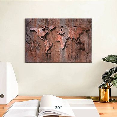 Rock World Map Wall Art