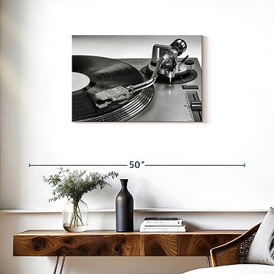 BW Vinyl Record Player Wall Art