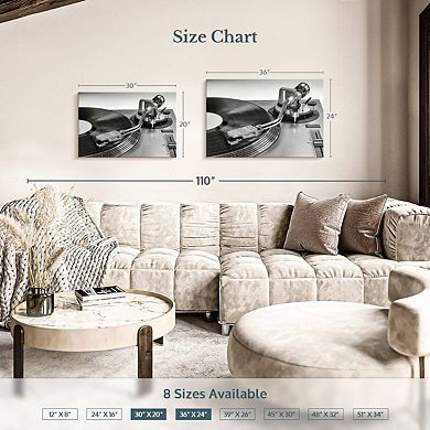 BW Vinyl Record Player Wall Art