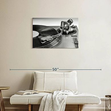 BW Vinyl Record Player Wall Art