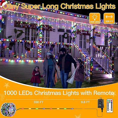 Ollny 1000 LED 330ft Multicolor IP67 Waterproof Christmas String Lights Green Wire