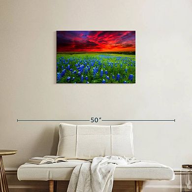 Bluebonnets At Sunset I Wall Art
