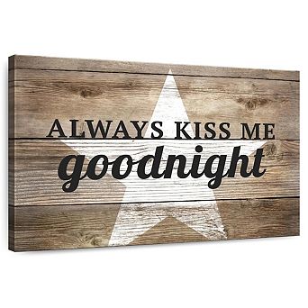 Kiss Me Goodnight Love Typography Wall Art