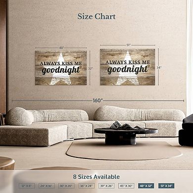 Kiss Me Goodnight Love Typography Wall Art