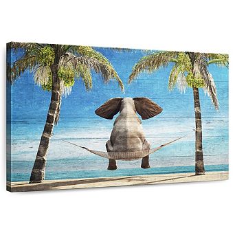 Wooden Tropical Elephant Wall Art