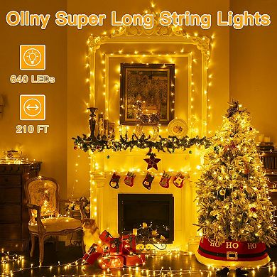Ollny 640 LED 210FT Warm White/Multicolor Christmas Lights Clear Cable