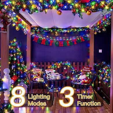 Ollny 600 LED 197ft Multicolor IP67 Waterproof Christmas Lights Clear Wire