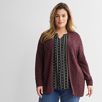 Plus Size Croft & Barrow® Sails Pointelle Cardigan Sweater