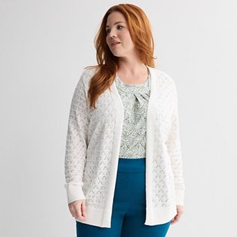 Plus Size Croft & Barrow® Sails Pointelle Cardigan Sweater