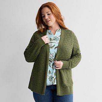 Plus Size Croft & Barrow® Sails Pointelle Cardigan Sweater