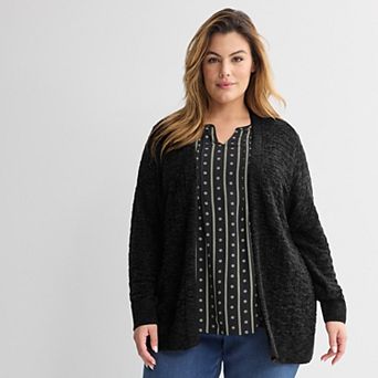 Plus Size Croft & Barrow® Sails Pointelle Cardigan Sweater