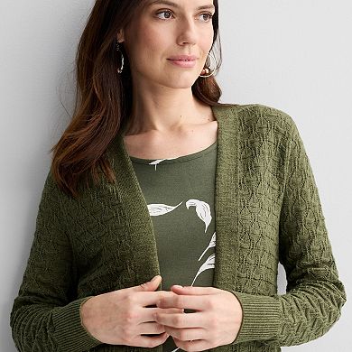 Women's Croft & Barrow® Pointelle Cardigan Sweater