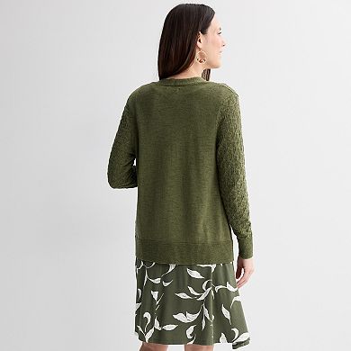 Women's Croft & Barrow® Pointelle Cardigan Sweater