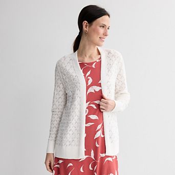Women's Croft & Barrow® Pointelle Cardigan Sweater