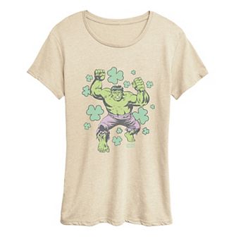 Women's Marvel Hulk Shamrocks Distressed Graphic Tee