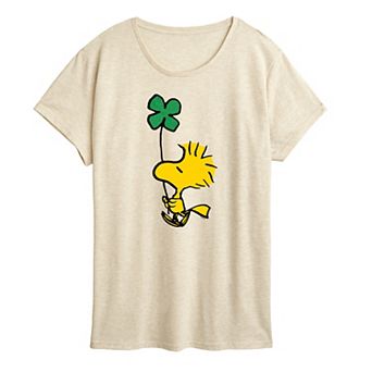 Women's Peanuts Woodstock Glitter Clover Graphic Tee