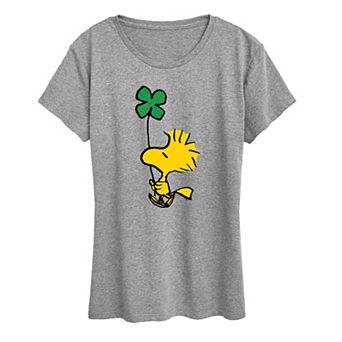 Women's Peanuts Woodstock Glitter Clover Graphic Tee