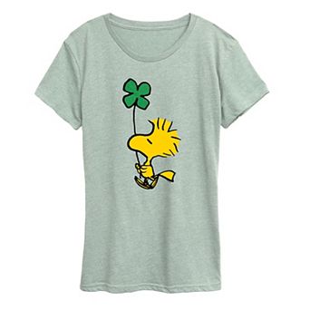 Women's Peanuts Woodstock Glitter Clover Graphic Tee