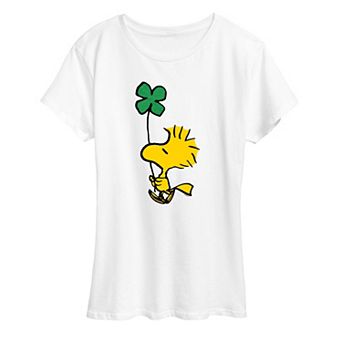 Women's Peanuts Woodstock Glitter Clover Graphic Tee