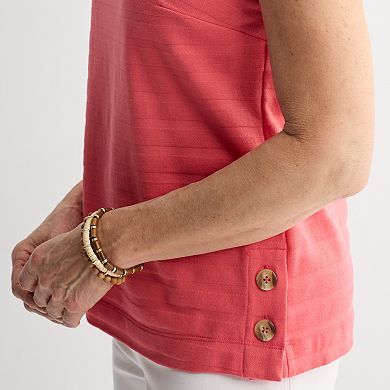Women's Croft & Barrow® Button Boatneck Tank Top