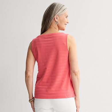 Women's Croft & Barrow® Button Boatneck Tank Top