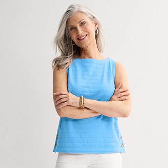 Women's Croft & Barrow® Button Boatneck Tank Top