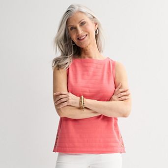 Women's Croft & Barrow® Button Boatneck Tank Top